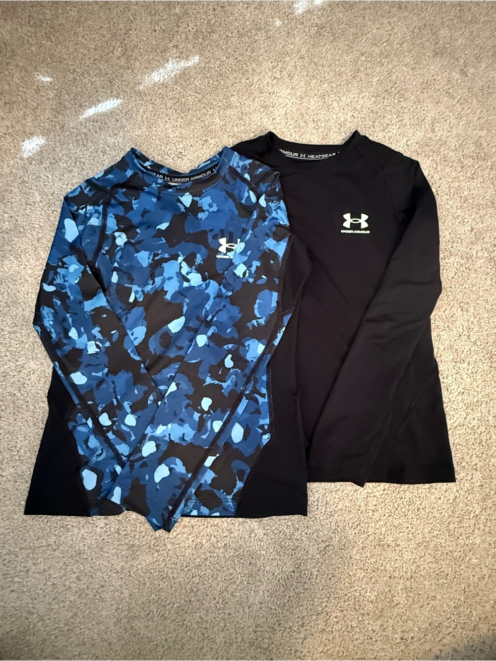 Under Armour Kids Long Sleeve Duo - Black & Blue Camo Tops